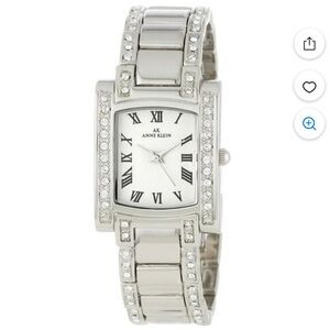 Anne Klein Women's White Dial Swarovski CrystalAccented Silver Tone Metal Watch